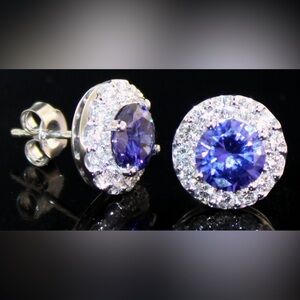 5.32 Carat Tanzanite Diamond Halo Earrings